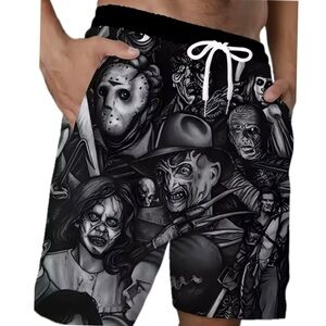 Men's Retro SHORTS 2XL Monster Horror Movies NEW Chucky Freddie Krueger ETC